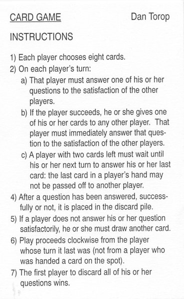 Card Game: Instructions