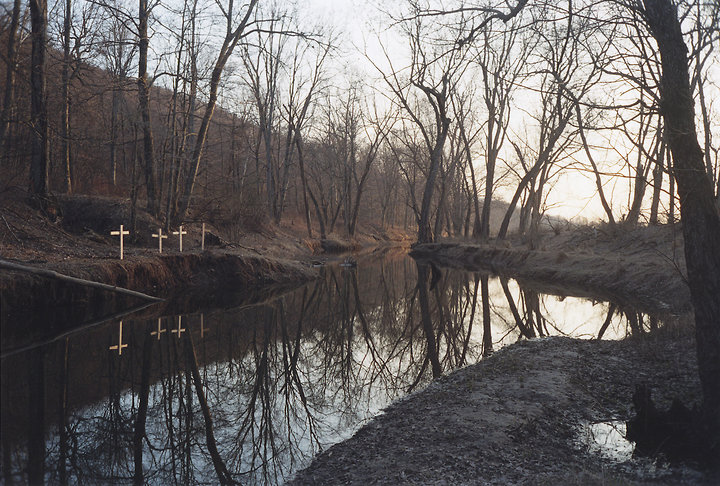 Four Crosses by Stream